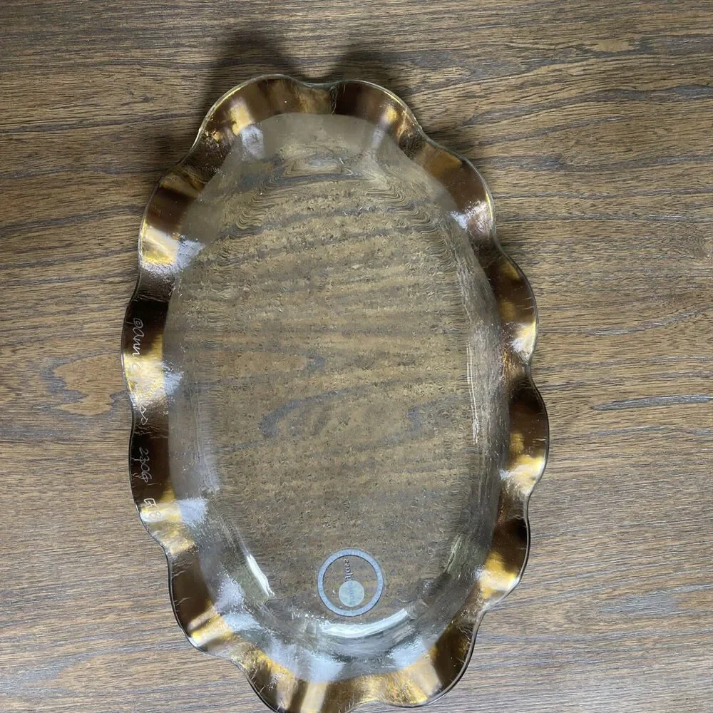 Annieglass Gold Ruffle Oval Platter - Signed & Numbered 2306, G181